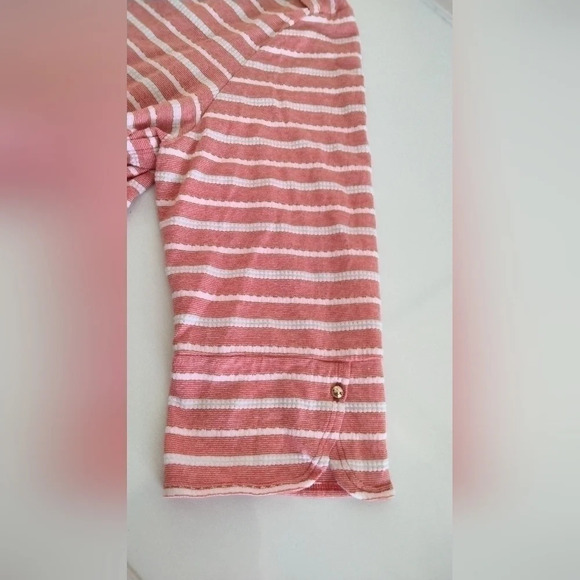 Zenergy by ChicosWomens Sz 3(in us 16 XL)Red-Orange Stripe 3/4 Sleeve Tunic Top - Picture 6 of 9